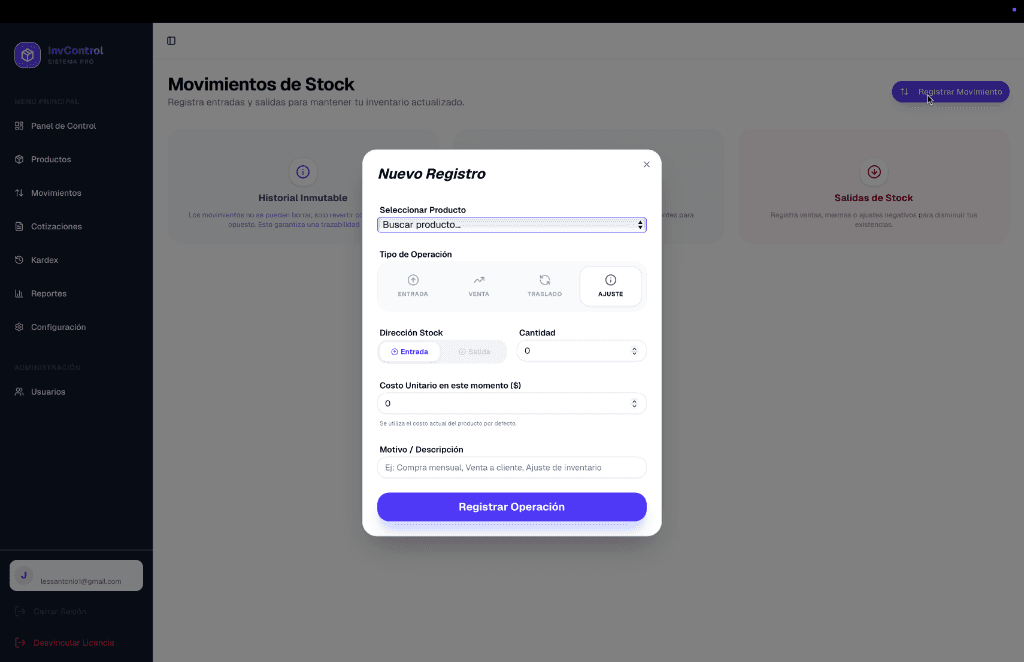 Registro de Operaciones