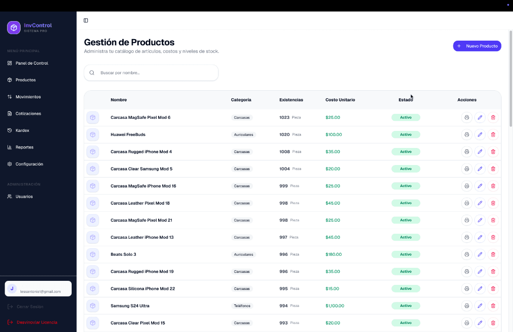 Estado de Inventario