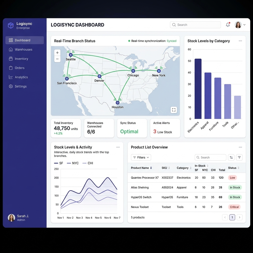 Dashboard personalizado de inventario multi-sucursal