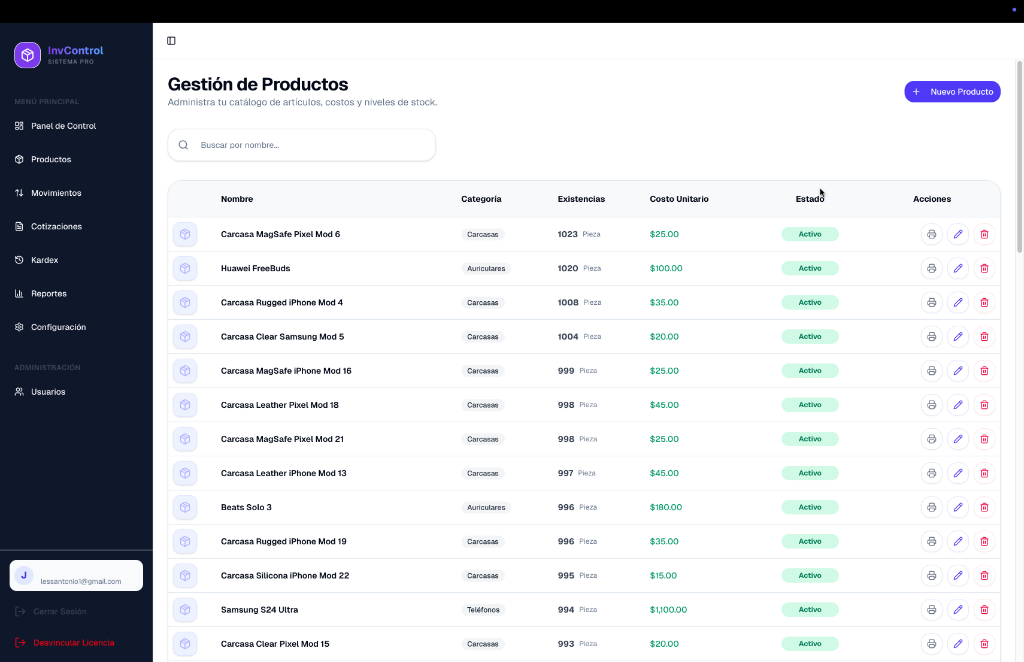 Estado de Inventario